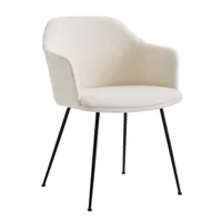 &tradition - chaise avec accoudoirs rely hw36 - blanc/karakorum 001/lxhxp 65,5x81x60,8cm/structure tube d'acier noir/patins en plastique