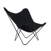cuero - fauteuil cotton canvas mariposa butterfly - noir/coton/lxhxp 87x92x86cm/structure acier laqué noir