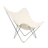 cuero - fauteuil cotton canvas mariposa butterfly - blanc/coton/lxhxp 87x92x86cm/structure acier chromé
