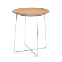 kartell - table d'appoint al wood hêtre - hêtre clair/h x ø: 45.5x40cm/structure acier chromé