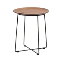 kartell - table d'appoint al wood hêtre - hêtre foncé/h x ø: 45.5x40cm/structure acier laqué noir
