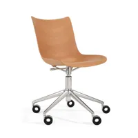 kartell - chaise de bureau p/wood hêtre - hêtre clair/lxhxp 51x81-94x60cm/structure acier chromé