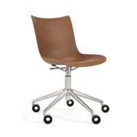 kartell - chaise de bureau p/wood hêtre - hêtre foncé/lxhxp 51x81-94x60cm/structure acier chromé