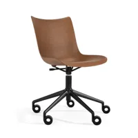 kartell - chaise de bureau p/wood hêtre - hêtre foncé/lxhxp 51x81-94x60cm/structure acier laqué noir