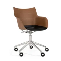 kartell - chaise de bureau q/wood hêtre - hêtre foncé, noir/lxhxp 62x81-94x60cm/structure acier chromé