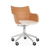 kartell - chaise de bureau q/wood hêtre - hêtre clair, blanc/lxhxp 62x81-94x60cm/structure acier chromé