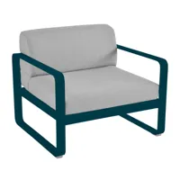 fermob - fauteuil de jardin bellevie - bleu acapulco/gris flanelle/sunbrella®/hydrofuge/lxhxp 85x71x75cm/structure aluminium acapulco blauw/résistant 