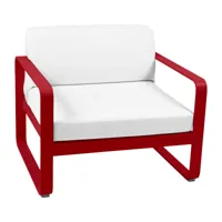 fermob - fauteuil de jardin bellevie - coquelicot rouge/blanc grisé/sunbrella®/hydrofuge/lxhxp 85x71x75cm/structure aluminium coquelicot rouge/résista