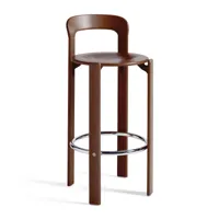 hay - chaise de bar rey 75cm - brun terre d'ombre/laqué à base d'eau/siège placage hêtre/structure hêtre massif/avec patins en feutre