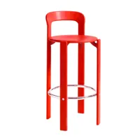 hay - chaise de bar rey 75cm - rouge écarlate/laqué à base d'eau/siège placage hêtre/structure hêtre massif/avec patins en feutre