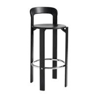 hay - chaise de bar rey 75cm - noir profond/laqué à base d'eau/siège placage hêtre/structure hêtre massif/avec patins en feutre