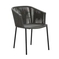 cane-line - chaise de jardin avec accoudoirs moments - gris foncé/assise cane-line soft rope/structure acier revêtu par poudre/pxhxp 57x76x57cm