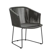 cane-line - chaise avec accoudoirs moments structure luge - gris foncé/assise cane-line soft rope/structure acier revêtu par poudre/pxhxp 58x76x62cm