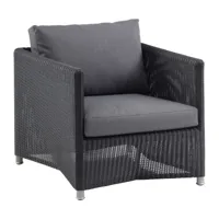 cane-line - fauteuil lounge de jardin diamond - graphite, gris/étoffe cane-line natté/structure cane-line weave, aluminium/lxhxp 70x63x88cm