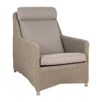 cane-line - fauteuil de jardin dossier haut diamond - taupe/étoffe cane-line natté/structure cane-line weave, aluminium/lxhxp 67x85x95cm