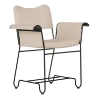 gubi - chaise avec accoudoirs de jardin structure noir tropique - beige/étoffe udine limonta 12/lxhxp 71x86x58cm/coussin d'assise h5cm/structure acier
