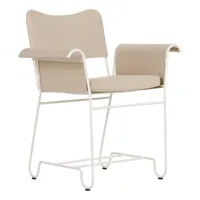 gubi - chaise avec accoudoirs de jardin structure blanc tropique - beige/étoffe udine limonta 12/lxhxp 71x86x58cm/coussin d'assise h5cm/structure acie