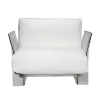 kartell - fauteuil pop structure transparent - blanc/coton/pxpxh 92x94x70cm