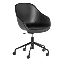 hay - chaise de bureau aac 155 cuir structure noir - noir/cuir sense/structure aluminium peint par poudre noir/lxhxp 62x88x63cm