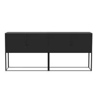 out objekte unserer tage - sideboard fischer design 09 180x38x78cm - noir/mdf laqué/2x case avec 2 portes sans étagère/structure acier revêtue poudre 