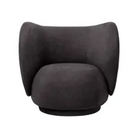 ferm living - fauteuil lounge rico - gris foncé/tissu bouclé/lxhxp 87x79x81,5cm