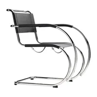 thonet - chaise avec accoudoirs cantilever s 533 lf - noir/cuir/lxhxp 55x82x84cm/structure acier tubulaire chromé