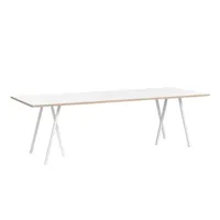 hay - table loop stand 250x92,5cm - blanc/plateau de table stratifié/avec rebord en contreplaqué/avec renfort de table et barre transversal