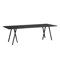 hay - table loop stand 250x92,5cm - noir/plateau de table linoléum/avec bord en placage de frêne peint/avec renfort de table et barre transversal