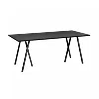 hay - table loop stand 180x87,5cm - noir/plateau de table linoléum/avec bord en placage de frêne peint/avec renfort de table