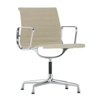 vitra - chaise avec accoudoirs ea 104 aluminium chair - gris chaud/ivoire/siège étoffe hopsak 79/structure en aluminium poli/pxhxp 56x84,5x52,2cm
