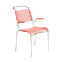 embru - chaise avec accoudoirs altorfer modèle 1141 - rose foncé/galvanisé à chaud/lxlxh 54x64x89cm/empilable