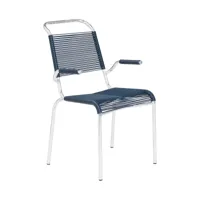 embru - chaise avec accoudoirs altorfer modèle 1141 - gris bleu/galvanisé à chaud/lxlxh 54x64x89cm/empilable