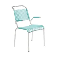 embru - chaise avec accoudoirs altorfer modèle 1141 - vert clair/galvanisé à chaud/lxlxh 54x64x89cm/empilable