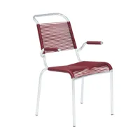 embru - chaise avec accoudoirs altorfer modèle 1141 - vin rouge/galvanisé à chaud/lxlxh 54x64x89cm/empilable
