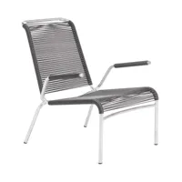 embru - chaise de jardin lounge avec accoudoirs altorfer modèle 1142 - gris cendré/galvanisé à chaud/lxlxh 66x81x80cm/empilable