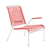 embru - chaise de jardin lounge avec accoudoirs altorfer modèle 1142 - rose foncé/galvanisé à chaud/lxlxh 66x81x80cm/empilable