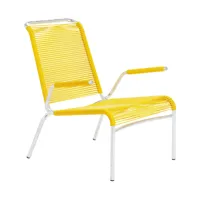 embru - chaise de jardin lounge avec accoudoirs altorfer modèle 1142 - jaune signalisation/galvanisé à chaud/lxlxh 66x81x80cm/empilable