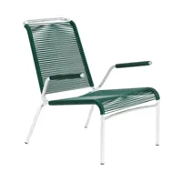 embru - chaise de jardin lounge avec accoudoirs altorfer modèle 1142 - vert pin/galvanisé à chaud/lxlxh 66x81x80cm/empilable