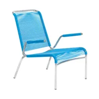embru - chaise de jardin lounge avec accoudoirs altorfer modèle 1142 - bleu clair/galvanisé à chaud/lxlxh 66x81x80cm/empilable
