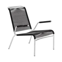 embru - chaise de jardin lounge avec accoudoirs altorfer modèle 1142 - noir graphite/galvanisé à chaud/lxlxh 66x81x80cm/empilable