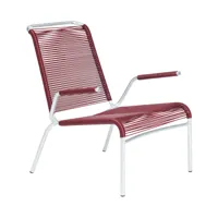 embru - chaise de jardin lounge avec accoudoirs altorfer modèle 1142 - vin rouge/galvanisé à chaud/lxlxh 66x81x80cm/empilable