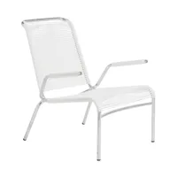 embru - chaise de jardin lounge avec accoudoirs altorfer modèle 1142 - blanc signalisation/galvanisé à chaud/lxlxh 66x81x80cm/empilable