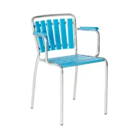 embru - chaise de jardin avec accoudoirs haefeli modèle 1021 - bleu azur/galvanisé à chaud, laqué//lxlxh 53x51x77cm/empilable
