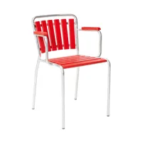 embru - chaise de jardin avec accoudoirs haefeli modèle 1021 - rouge feu/galvanisé à chaud, laqué//lxlxh 53x51x77cm/empilable