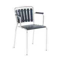 embru - chaise de jardin avec accoudoirs haefeli modèle 1021 - gris bleu/galvanisé à chaud, laqué//lxlxh 53x51x77cm/empilable