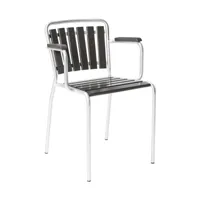 embru - chaise de jardin avec accoudoirs haefeli modèle 1021 - gris charbon/galvanisé à chaud, laqué//lxlxh 53x51x77cm/empilable