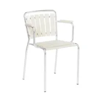 embru - chaise de jardin avec accoudoirs haefeli modèle 1021 - blanc perle/galvanisé à chaud, laqué//lxlxh 53x51x77cm/empilable