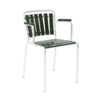 embru - chaise de jardin avec accoudoirs haefeli modèle 1021 - vert sapin/galvanisé à chaud, laqué//lxlxh 53x51x77cm/empilable