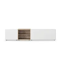 piure - sideboard edit q 241,3x48x63cm - blanc/chêne/anthracite/mat/2 cases avec porte single/2 cases ouvert chêne/2 cases avec porte double/structure