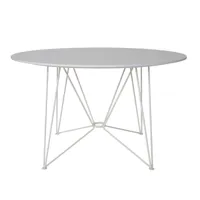 acapulco design - table à manger stratifié the ring table ø120cm - blanc/plateau de table hpl/structure acier peint par poudrage/hxø 74x120cm